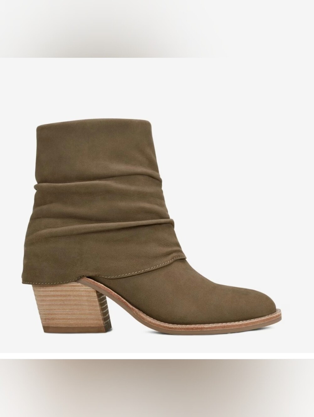 Earth Olive Green Slouch Ankle Boot with Block Heel Size 10